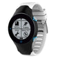 Silicone watch band in white with smartwatch displaying training and setup screens
