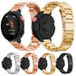 Four smart watch bands: silver, rose gold, gold, and black with metal links