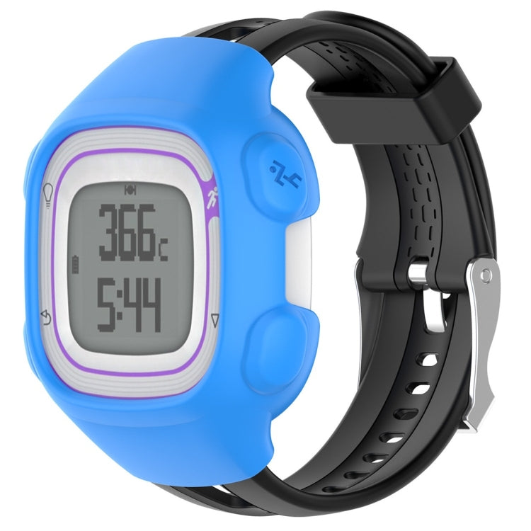 Blue silicone protective case for smartwatch with display window and side buttons