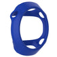 Blue silicone protective case frame with four cutouts and open center