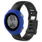 Blue silicone protective smartwatch case with screen window and molded side grips