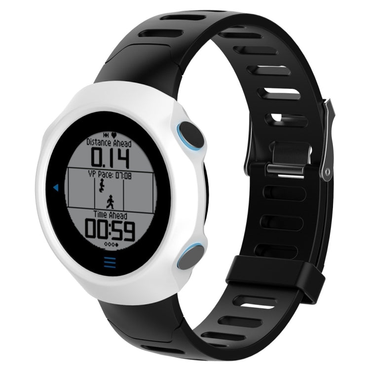 Silicone protective smartwatch case in white with oval screen window and side cutouts