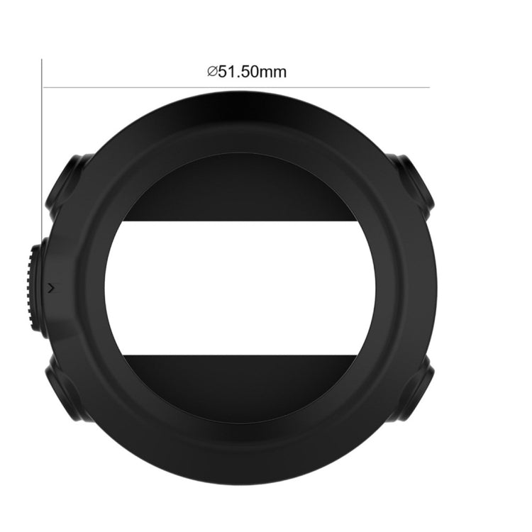 Silicone protective case for smart watch, matte black circular design with side tabs.