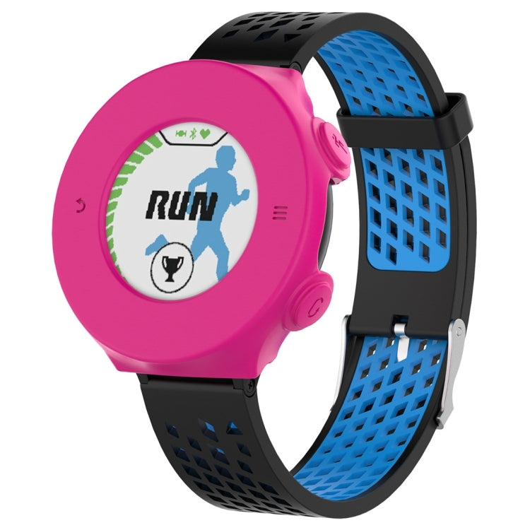 Pink and blue silicone protective case for smart watch with molded screen cover