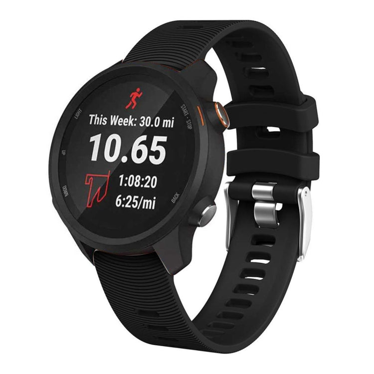 Black silicone smartwatch band with textured strap and metal clasp