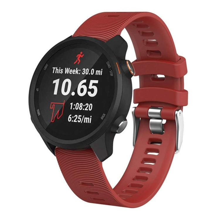 Silicone watch band for Garmin Forerunner 245 in red, with metal buckle and pins