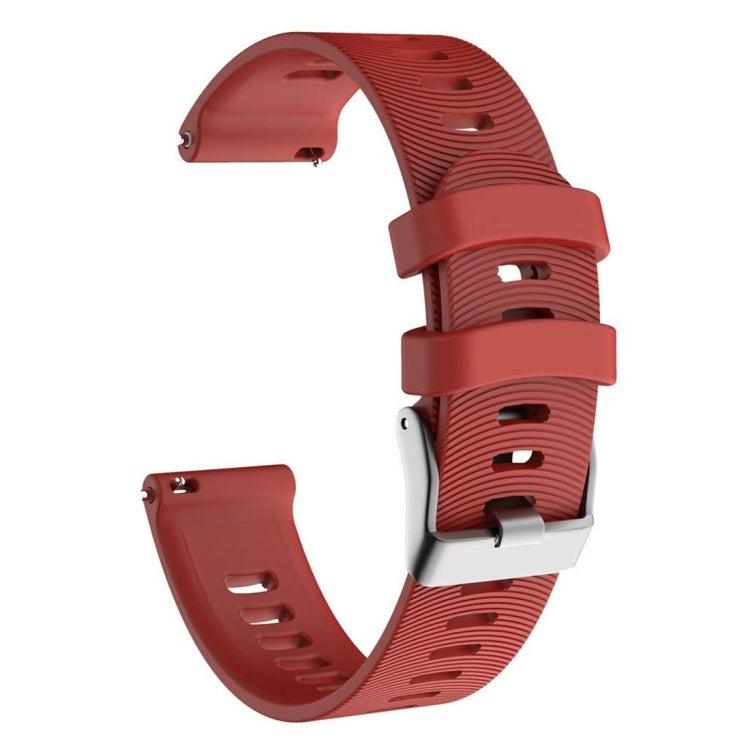 Maroon/red silicone watch band for Garmin Forerunner 245 with silver buckle