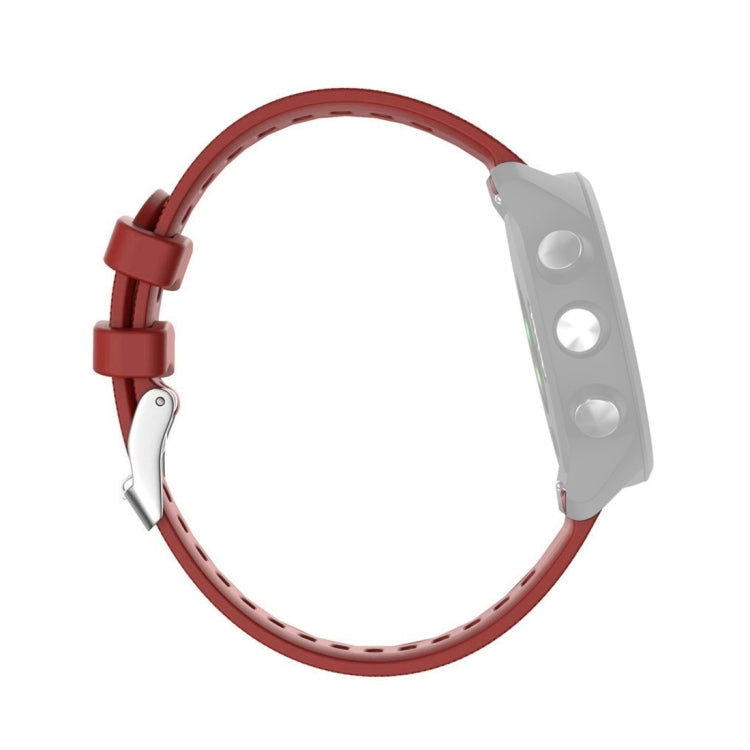 Red silicone watch band with silver metal clasp for Garmin Forerunner 245