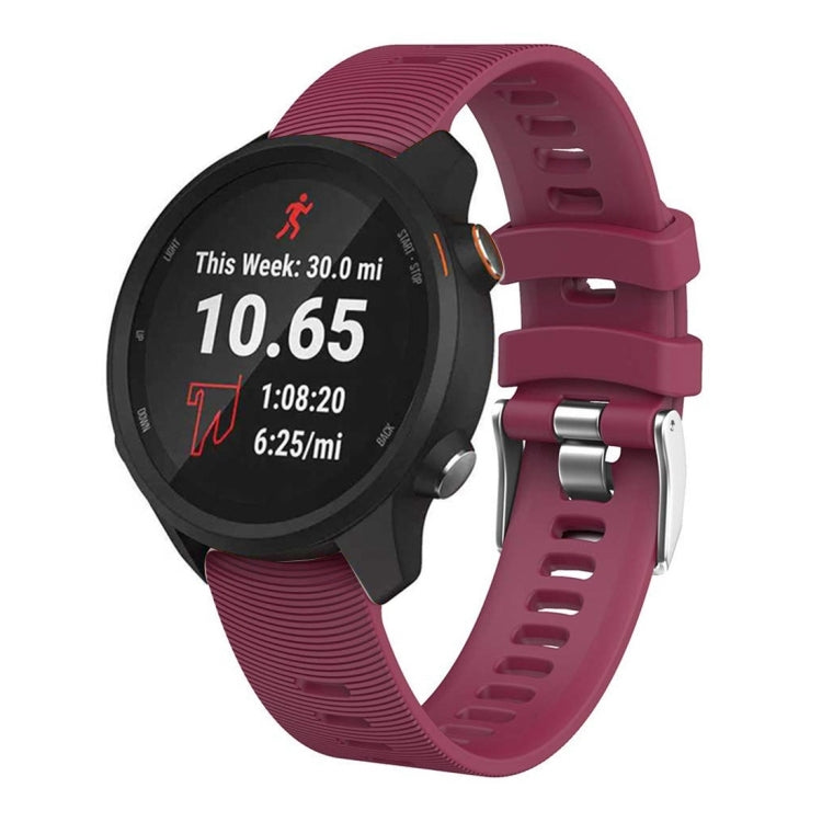 Purplish red silicone watch band for Garmin Forerunner 245 with metal buckle