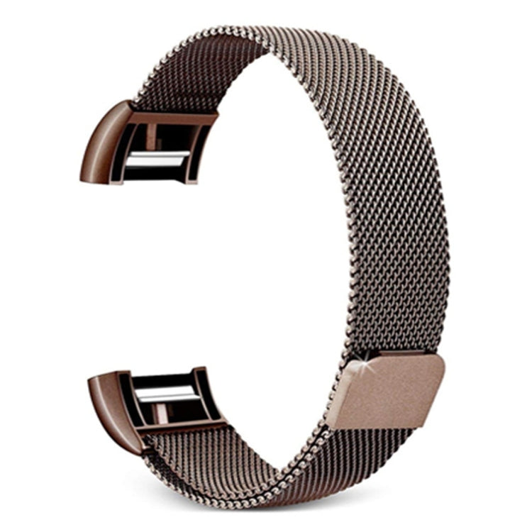 Coffee brown metal mesh watch band with clasp for smartwatch, size S