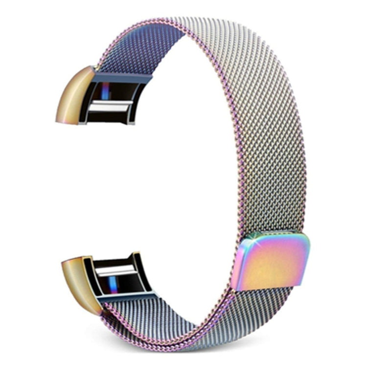 Blue-to-gray and gold-toned metal mesh watch band with magnetic clasp, size S