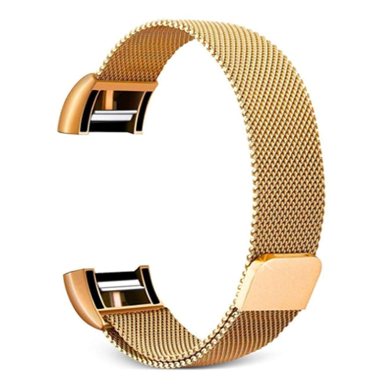 Gold stainless steel mesh watch band with butterfly clasp ends