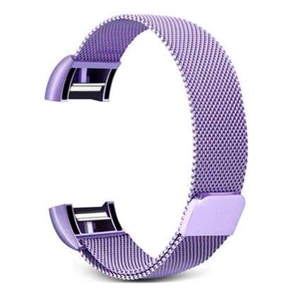 Light purple mesh metal watch band with clasp for smartwatch, size S