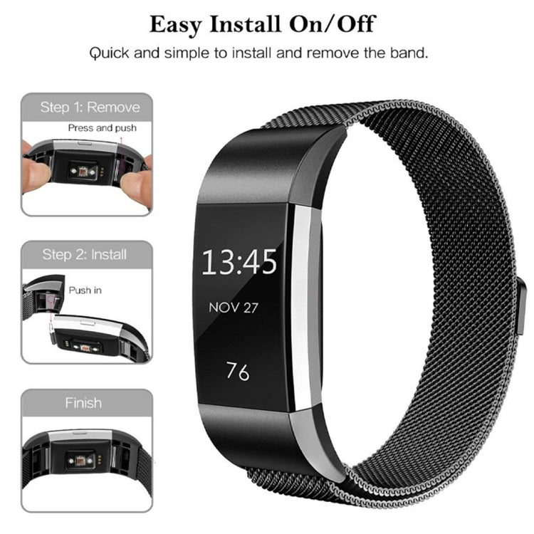Black metal mesh watch band with magnetic clasp, size S, easy install style