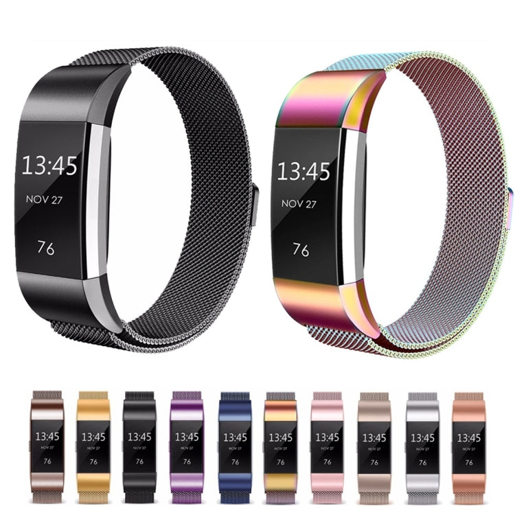 Smartwatch metal mesh bands set with black and rainbow-toned stainless steel, size S