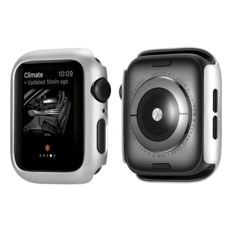Silver protective PC watch case cover for Apple Watch 40mm, front and back