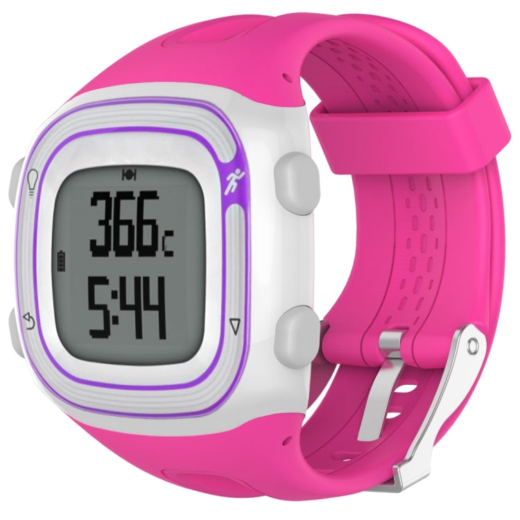 Silicone sport watch band, pink with purple trim, for Garmin Forerunner 10/15