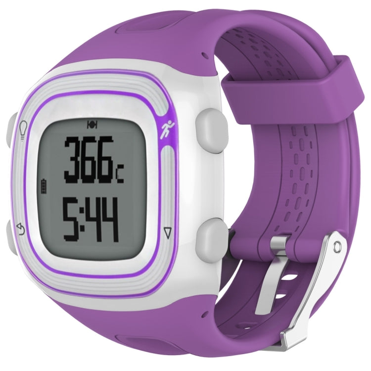 Silicone sport watch band, purple with purple trim, for Garmin Forerunner 10/15