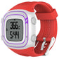 Silicone sport watch band, red with purple trim, for Garmin Forerunner 10/15