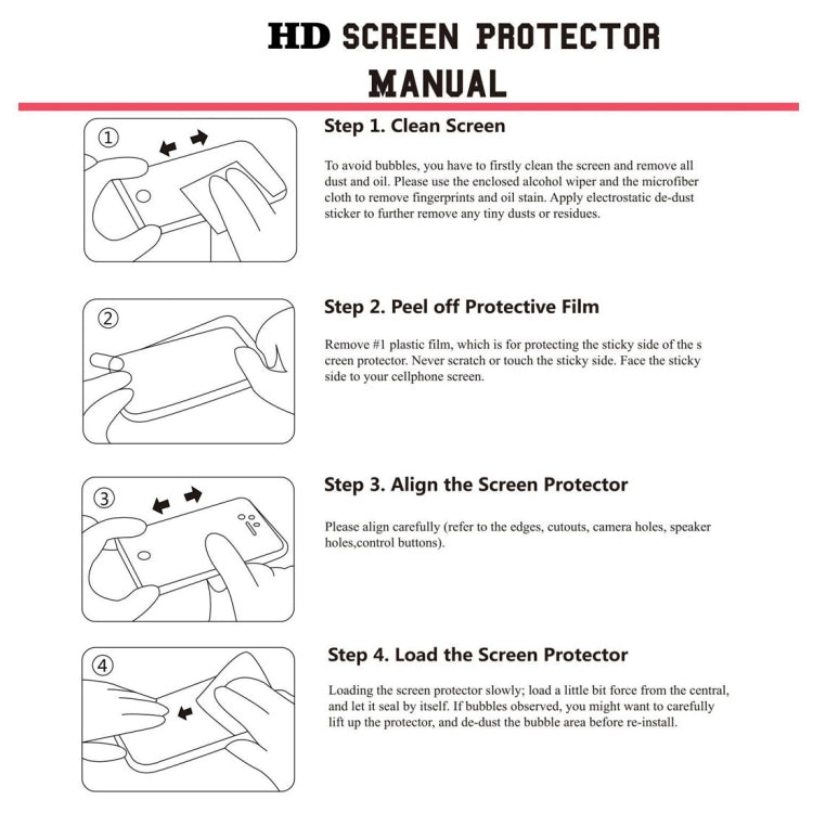 HD screen protector manual instruction sheet for smartwatch film