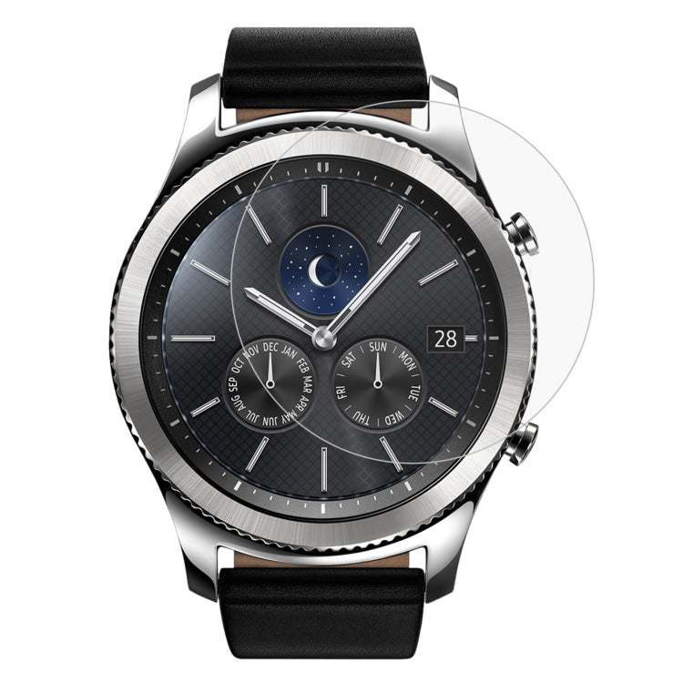 Tempered glass screen protector film for smartwatch, clear rounded shield over display