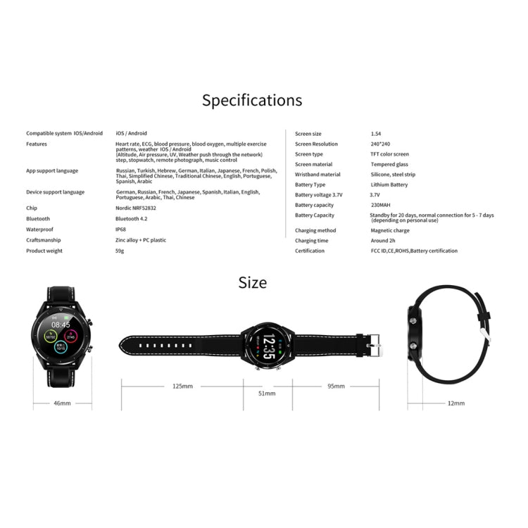 Black silicone smartwatch with round display and adjustable strap