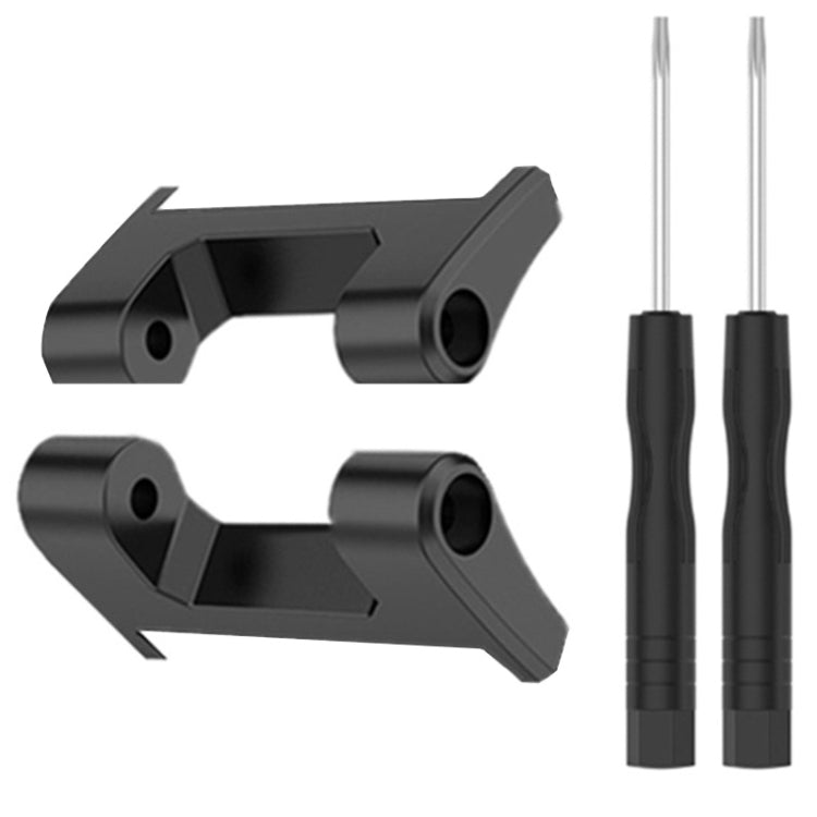 Black 22mm metal watch band connectors pair with locking pins and holes