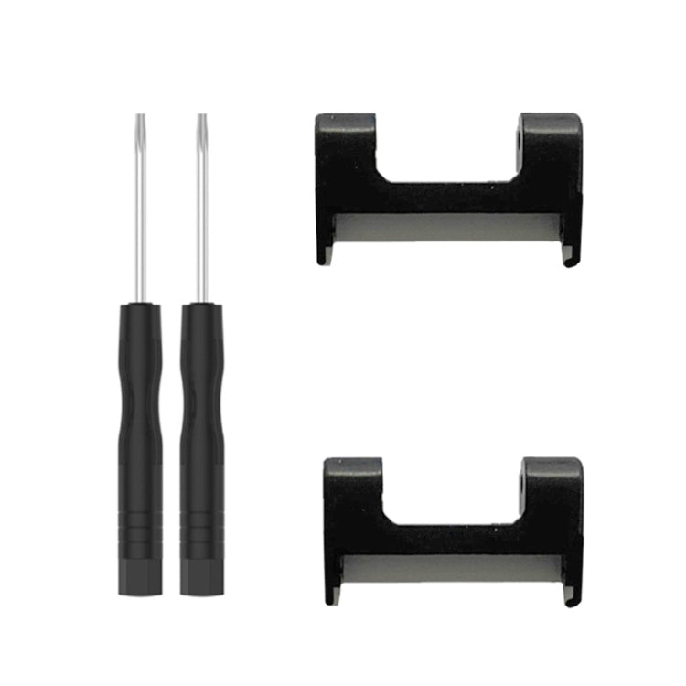Two black watch band connector bases with two included pins