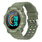 Green round sport smartwatch with colorful fitness display and perforated silicone strap