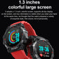 Black and red round sport smartwatch with large colorful screen and silicone band