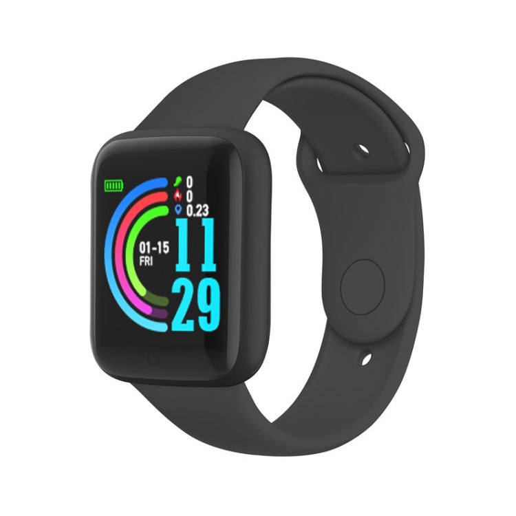 Black 1.44-inch smart watch with colorful activity rings and date