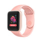 Pink 1.44-inch smart watch with music display on a dark screen
