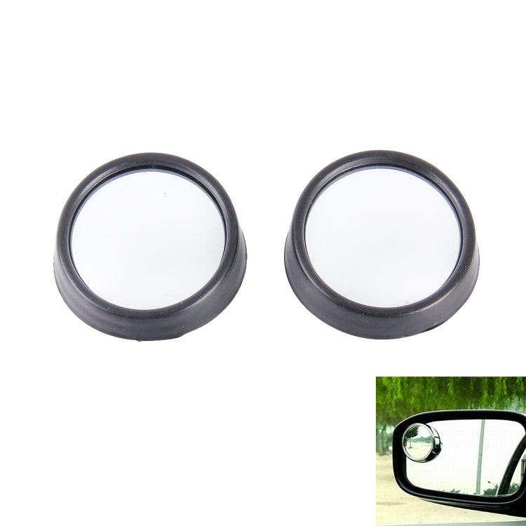 Pair of round black blind spot mirrors, 5.5cm wide-angle rear view