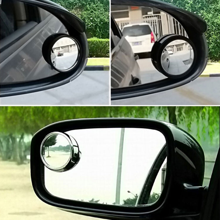 Side mirror-mounted blind spot wide-angle mirror, round lens in black housing