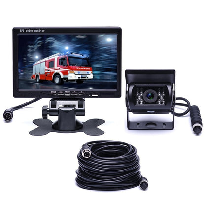 Backup monitor with rear camera kit, cables, and mounting stand for vehicle reversing