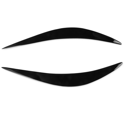 Headlight light eyebrow trim, black curved ABS visor piece (set)