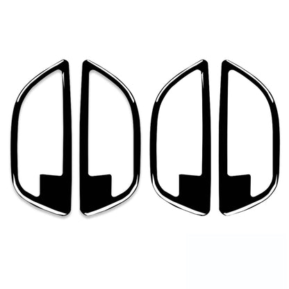 Car door handle frame covers, black with chrome trim, set of four pieces
