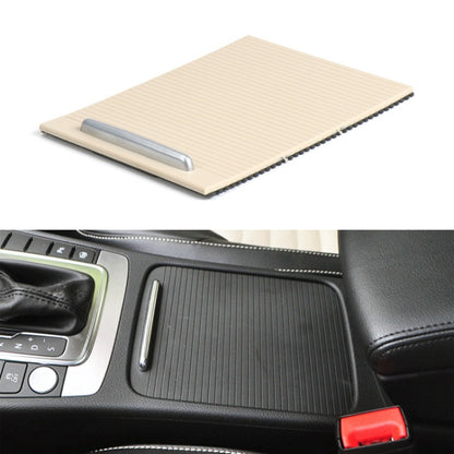 Beige car center console water cup holder cover trim with silver grip insert