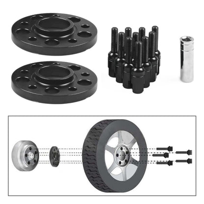 Black 20mm wheel hub spacer pair with M12x1.5 bolts