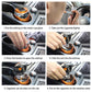 Car ashtray and cigarette lighter usage steps in console, showing open and loading parts