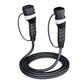 EV charging extension cable with two Type 2 connectors and coiled black cord