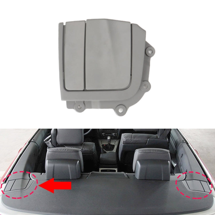 Grey folding rear platform hinge cover for left-side convertible, ABS plastic.