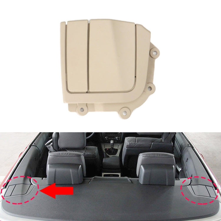 Beige folding rear platform hinge cover for left-side convertible, ABS plastic.