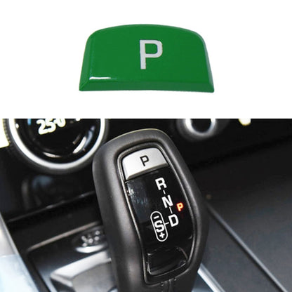 Green gear lever shift button cap with white P symbol