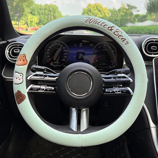 Round Style Car Universal Cartoon Pattern Plush Warm Anti-skid Steering Wheel Cover, Diameter: 38cm, Round Style