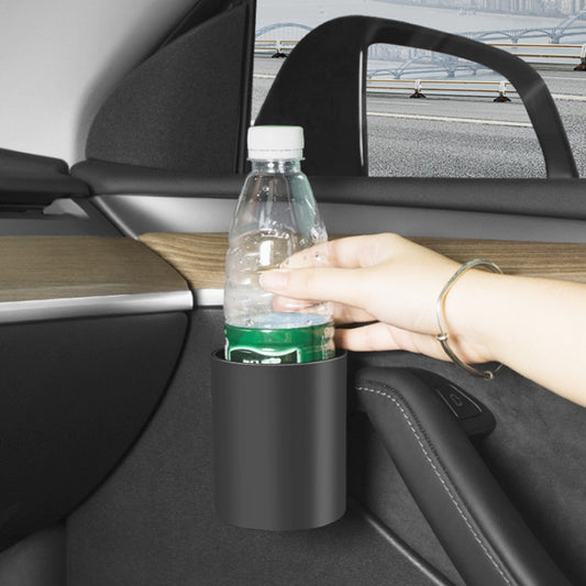 Car door cup holder storage set with two black cylindrical holders