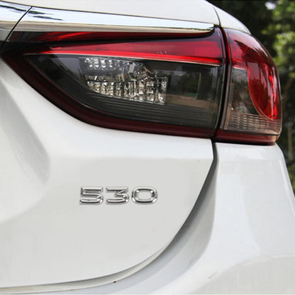 Chrome metal “530” number sticker for car, reflective embossed digits