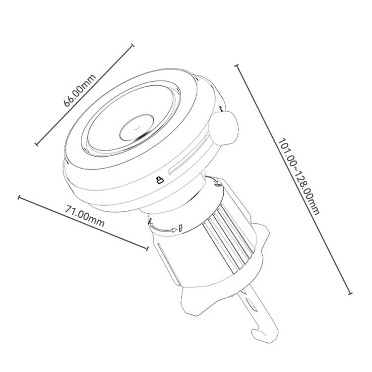 Car air vent magnetic phone holder line drawing with vent clip and magnetic plate