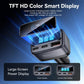Car charger with HD TFT smart display and three ports, angled view, black