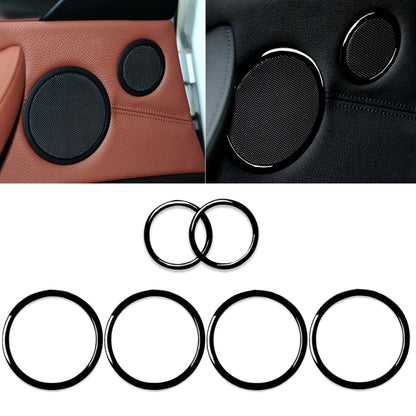 6-piece door horn ring decorative stickers, black mesh centers on car door trim